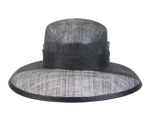 Black wide brim hat with bow