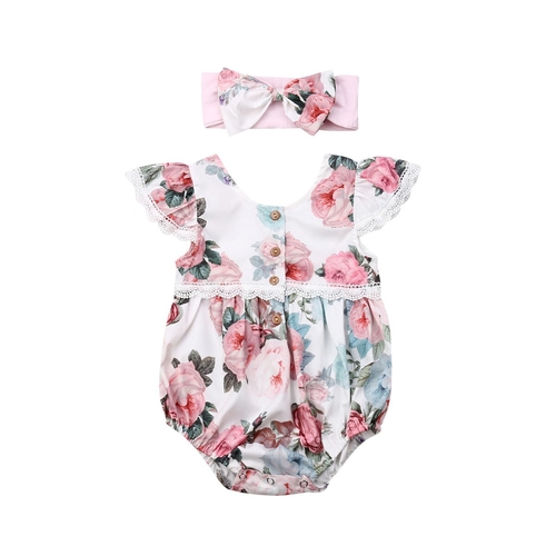 Newborn Infant Baby Girl Floral Bodysuit Clothes