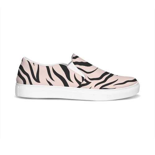 Womens Sneakers - Pink and Black Zebra Stripe Canvas Sports Shoes / Sl