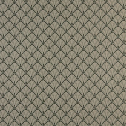 Designer Fabrics D309 54 in. Wide - Dark Green And Beige Fan Jacquard 
