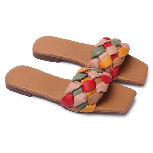Women Stylish Casual Braided Open Toe Flats (Size-38)
