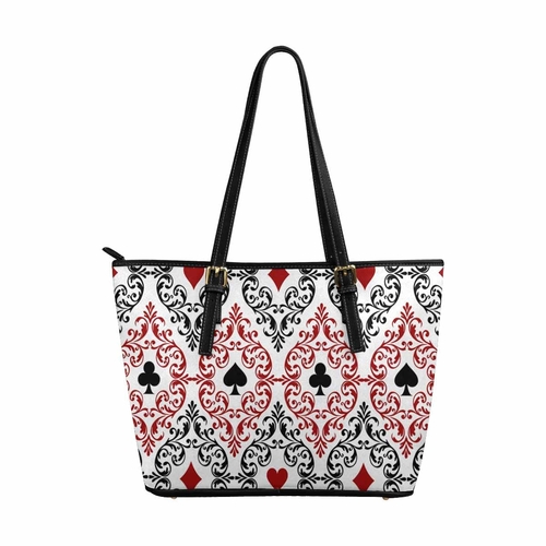 Large Leather Tote Shoulder Bag - Red Multicolor