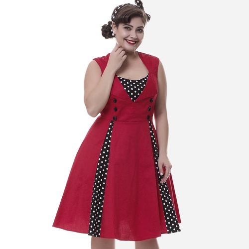  Fashion Vintage Polka Dot Printing Women