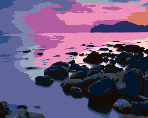 Paint by Numbers - SUNSET OVER THE ROCKY SHORE