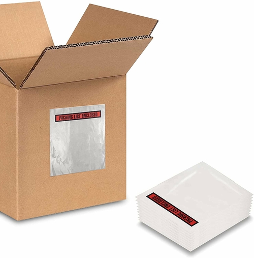 Pack of 100 Red Panel Packing List Enclosed Envelopes 4 x 5 1/2 Panel