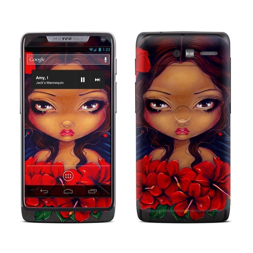 DecalGirl MRZM-REDHIBFAIRY Motorola Razr M Skin - Red Hibiscus Fairy