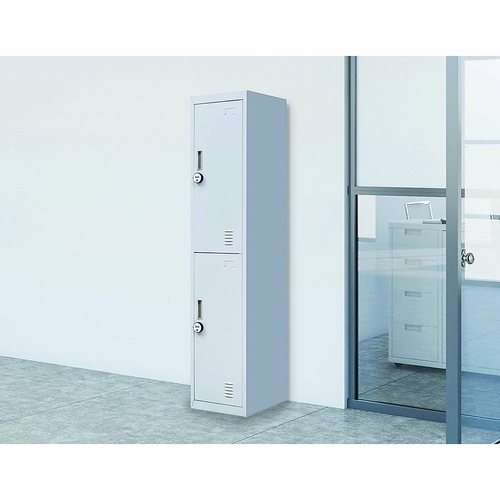 Grey 2-Door Locker for Office Gym Shed School Home Storage - 4-Digit