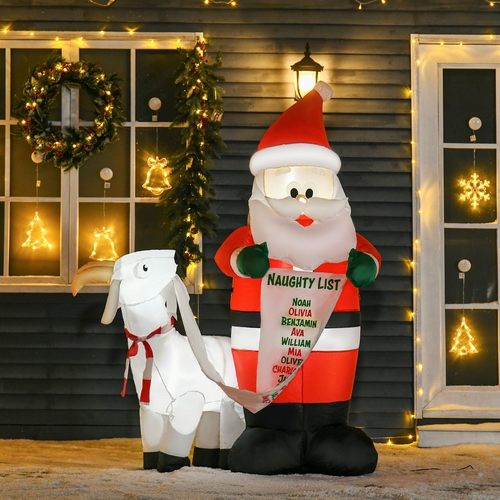 HOMCOM 6ft Christmas Outdoor Inflatables Santa Claus with Goat Blow Up