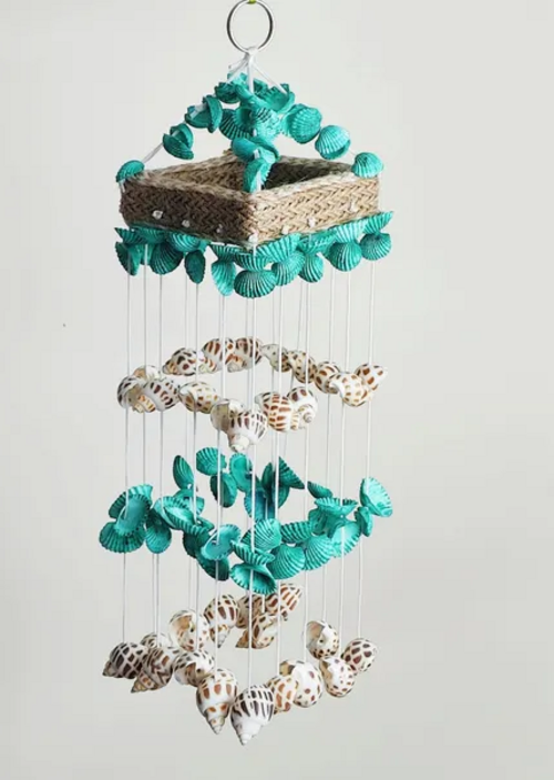 Sea Green Shell Mini Windchime for Home Décor