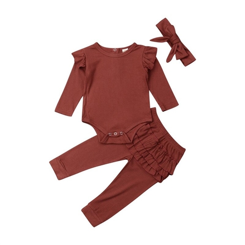 Baby Girl Solid Clothes Sets Autumn Cotton