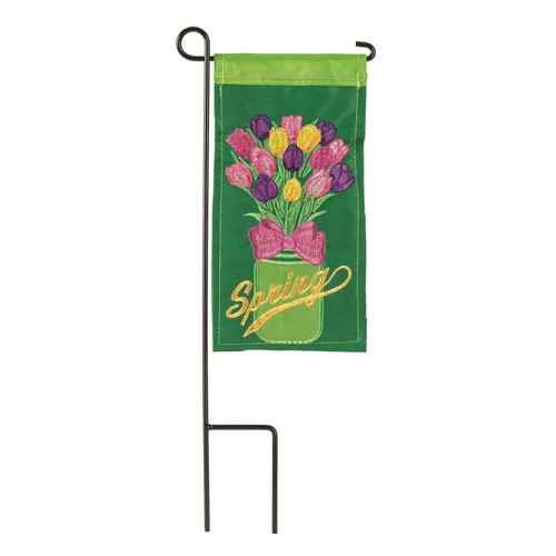 Dicksons M040068 4 x 8.5 in. Flag Double Applique Mason Jar Flowers Po