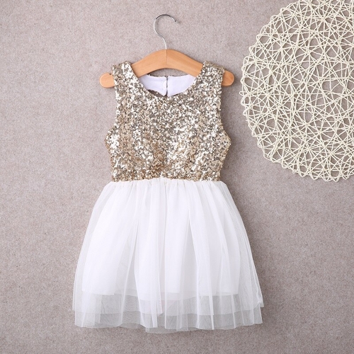 Sequins Baby dress Flower Girl Dress Bow Backless
