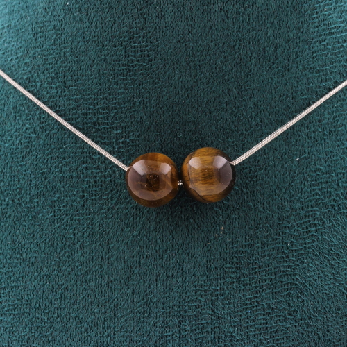 Tiger's Eye 10 mm 2 beads necklace.