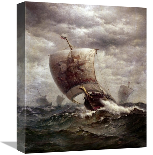 Global Gallery GCS-280601-16-142 16 in. Viking Ships at Sea Art Print 