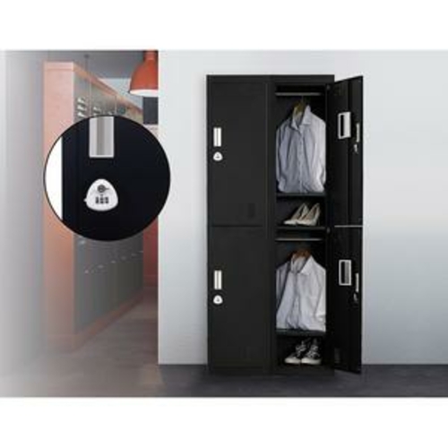 Black Four-Door Office Gym Shed Storage Locker- 3-Digit Combination