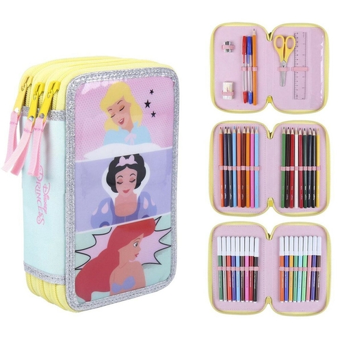 School Case with Accessories Princesses Disney 43 Pieces Pink (12,5 x