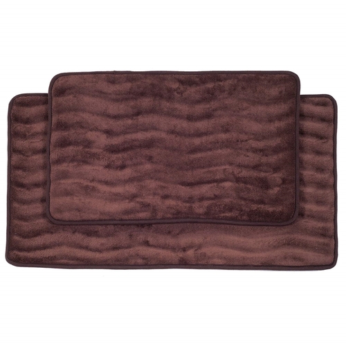 Bedford Home 67A-26570 2 Piece Memory Foam Bath Mat Set, Chocolate