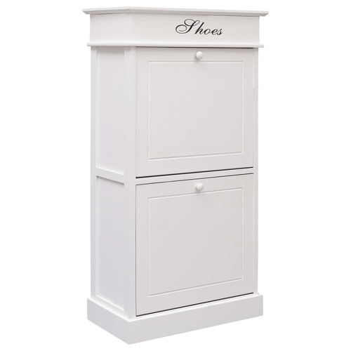 Shoe Cabinet White 19.7"x11"x38.6" Paulownia Wood
