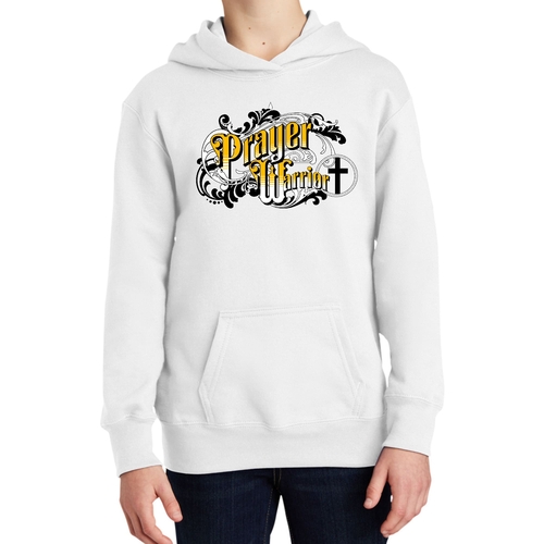 Youth Long Sleeve Hoodie Prayer Warrior Victorian Style Illustration