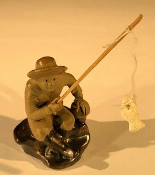 Miniature Ceramic Figurine - Mudman Fisherman2"