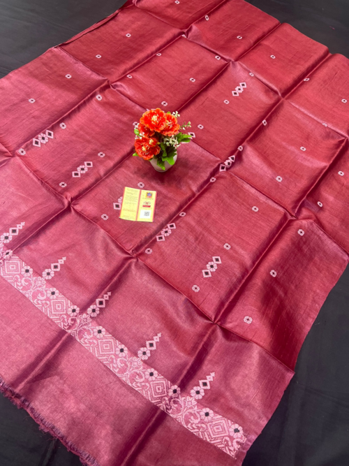 Women's Pure tassar silk saree Pink