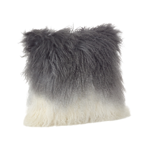 SARO 3566.ST16S 16 in. Mongolian Lamb Fur Ombre Throw Pillow  Slate - 