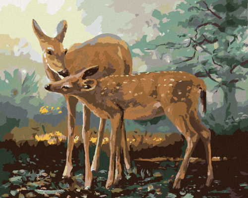 Zuty - Paint by Numbers - DEER AND A FAWN (D. RUSTY RUST), 40x50 cm