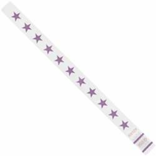 Tyvek WR104PL 0.75 x 10 in. Purple Stars Wristbands - Case of 500