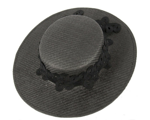 Black boater hat with lace