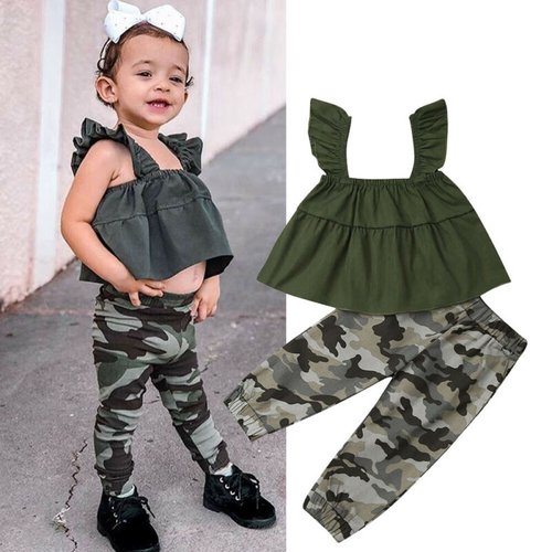 1 6Y Toddler Baby Girls Infant Clothes Sets Solid