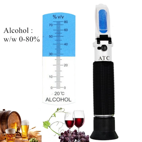 0-80% Alcohol Refractometer ATC Liquor Tester Alcoholometer