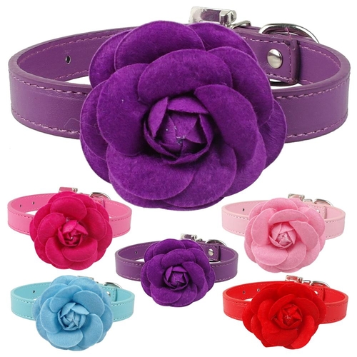 PU Leather Dog Pet Collars Cute Necklace With