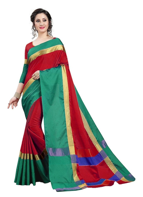 Multi-Coloured Color Cottn Silk  Saree
