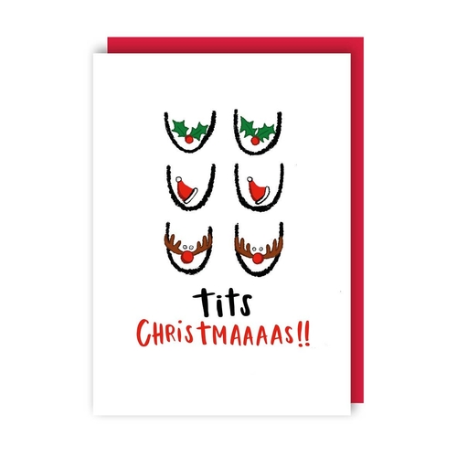 Funny Tits Christmas Card (Pack of 6)