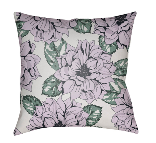 Surya MF050-2020 Moody Floral 20 x 20 x 4 in. Throw Pillow, Green 