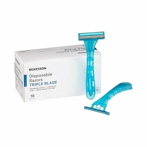 Pack of 500 Disposable Triple-Blade Razors Turquoise Razors with