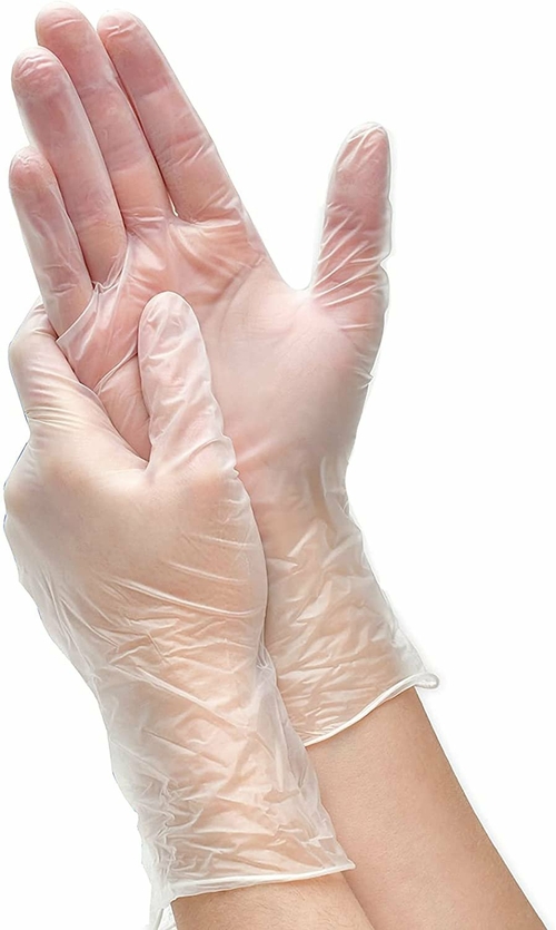 Disposable Gloves X-Large. Pack of 100 Clear Vinyl Gloves Disposable.