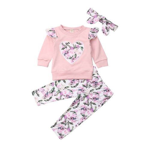 Baby Clothes Set Toddler Baby Girls Flower Long