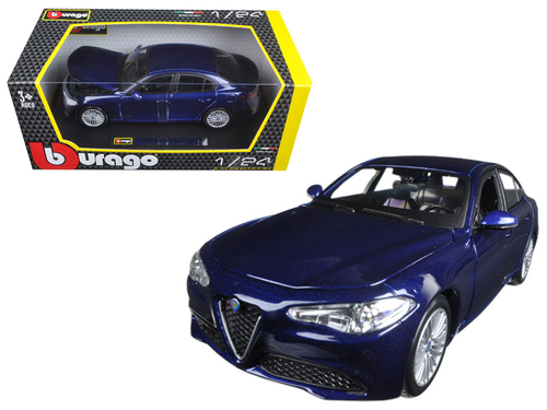 2016 Alfa Romeo Giulia Dark Blue Metallic 1/24 Diecast Model Car by