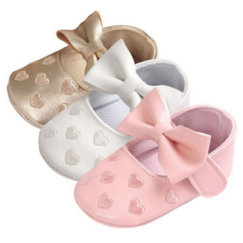 2017 Newborn Infants Kid Baby PU Leather Bowknot