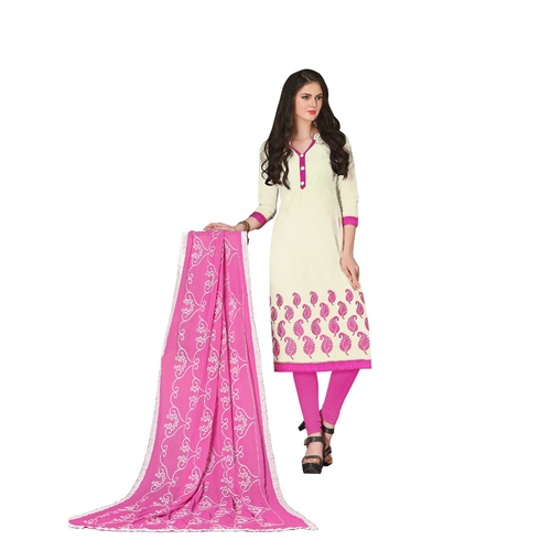 Chanderi Fabric Off White  Color Dress Material