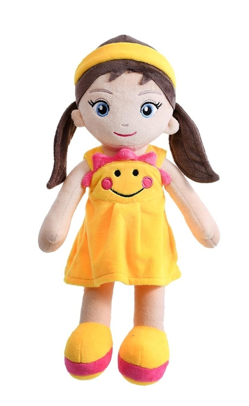Cute Orange Huggable Heart Girl Big Doll Soft Toy for Baby Girls and