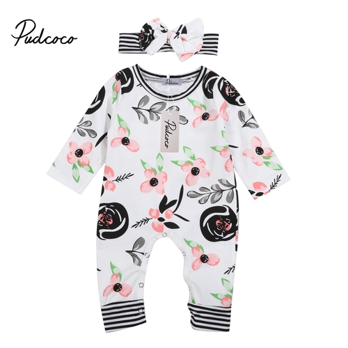 Newborn Infant Baby Girls Flower One piece Romper