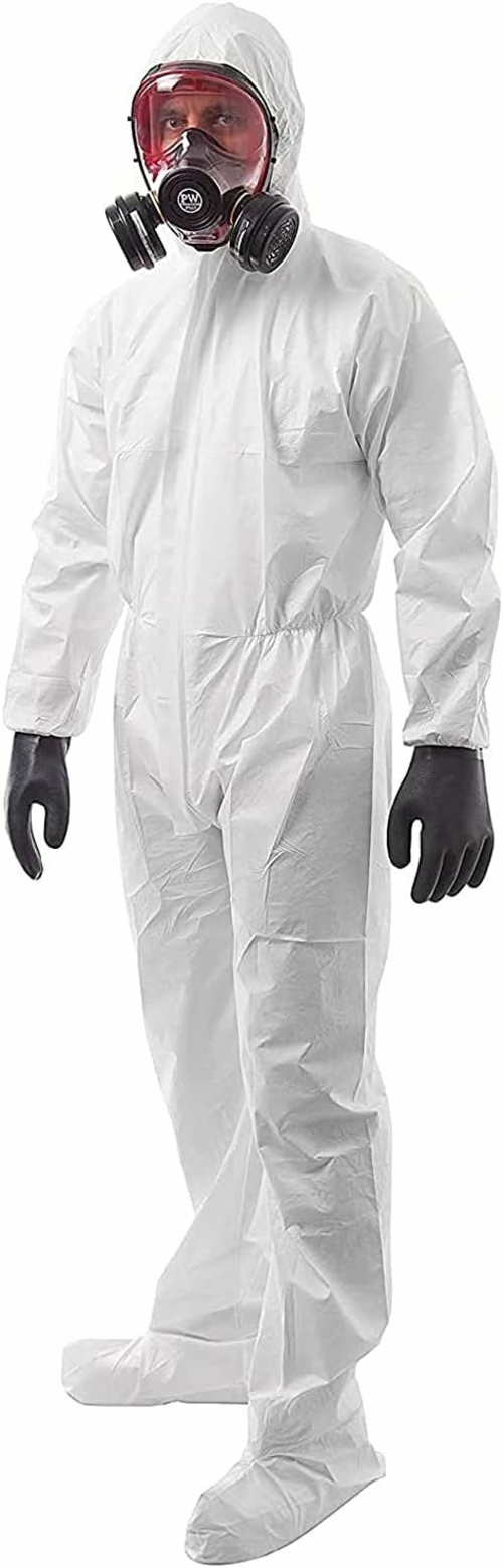 AMZ Medical Supply Hazmat Suits Disposable Coverall. Pack of 50 White