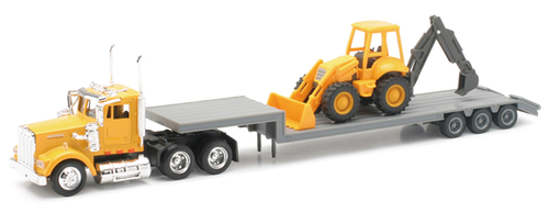 B2BReplicas NEW15303 New-Ray Kenworth W900 Truck Hauling A Backhoe Mod