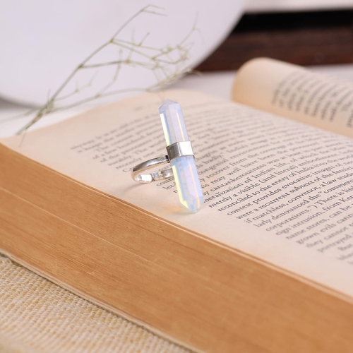 Opalite Double Terminated Pencil Crystal Rings