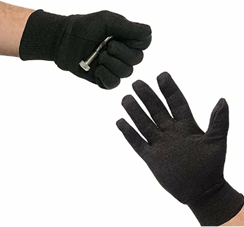 PUREVACY Brown Jersey Gloves. Cotton Gloves for Men and Women, Brown