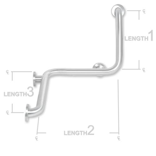 AJW UG2-L402032R 40 X 20 X 32 In. Concealed Snap Flange Right Grab Bar