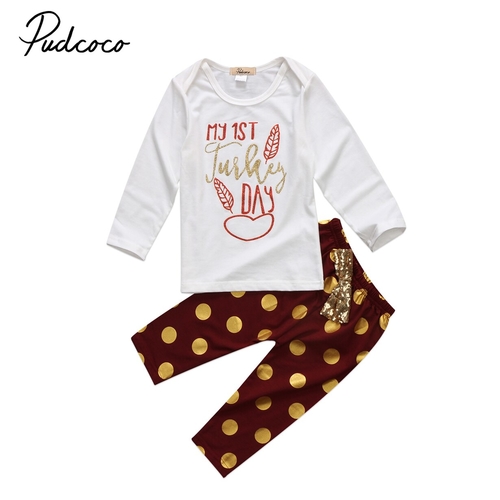 Babies Kids Letters Polka Dots Clothing Set