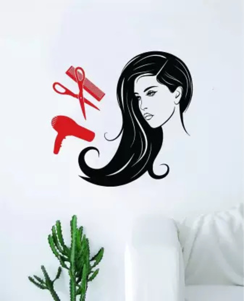 60 Cm A Hair Salon Stylish 123454 Self Adhesive Sticker (Pack Of 1)